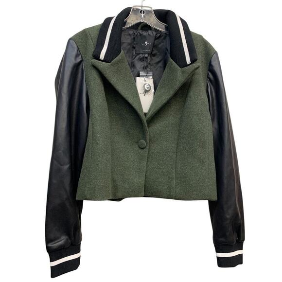 NWT 7 For All Mankind Mixed Media Bomber Jacket SZ L - Picture 2 of 12